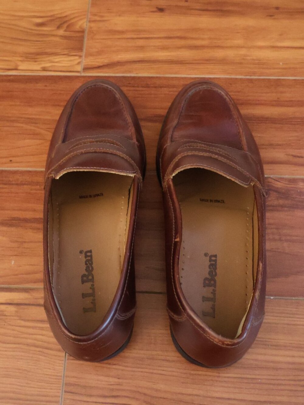 L.L. Bean Women`s Classic Penny Loafers Brown Leather Flats Shoes Size 7 M